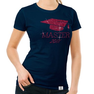 Damen T-Shirt - Master mit Wunschjahr fuchsia-gold XS