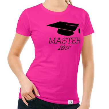 Damen T-Shirt - Master mit Wunschjahr fuchsia-gold XS