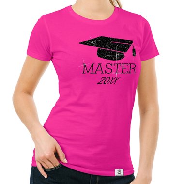 Damen T-Shirt - Master mit Wunschjahr fuchsia-gold XS
