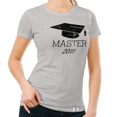 Damen T-Shirt - Master mit Wunschjahr weiss-gold XXL