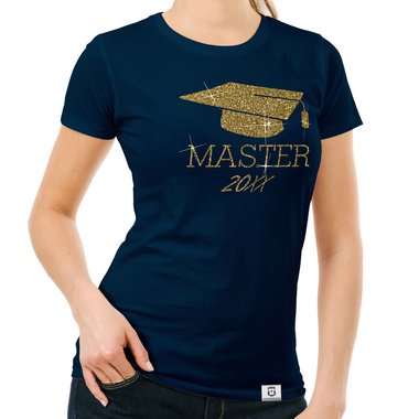 Damen T-Shirt - Master mit Wunschjahr weiss-gold XXL