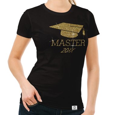 Damen T-Shirt - Master mit Wunschjahr weiss-gold XXL