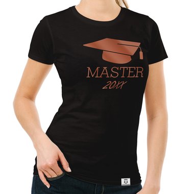 Damen T-Shirt - Master mit Wunschjahr weiss-gold XXL