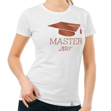 Damen T-Shirt - Master mit Wunschjahr weiss-gold XXL