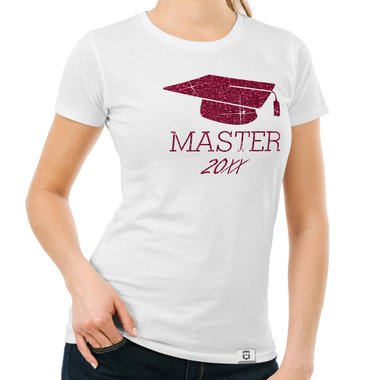 Damen T-Shirt - Master mit Wunschjahr weiss-gold XXL