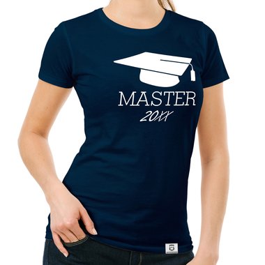 Damen T-Shirt - Master mit Wunschjahr weiss-gold XXL