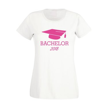 Bachelor 2018 - Damen T-Shirt fuchsia-weiss XS