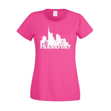 Frankfurt Skyline - Damen T-Shirt fuchsia-weiss XS