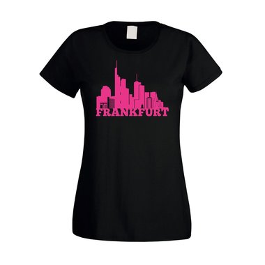 Frankfurt Skyline - Damen T-Shirt fuchsia-weiss XS