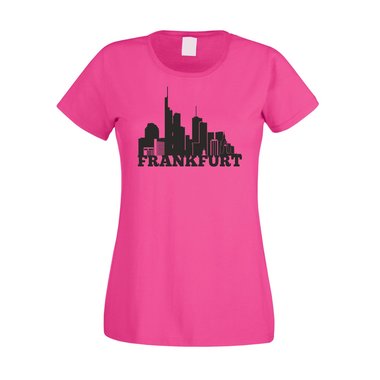 Frankfurt Skyline - Damen T-Shirt fuchsia-weiss XS