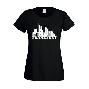Frankfurt Skyline - Damen T-Shirt weiss-schwarz XXL