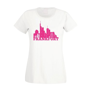 Frankfurt Skyline - Damen T-Shirt weiss-schwarz XXL