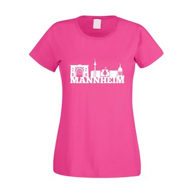 Mannheim Skyline - Damen T-Shirt fuchsia-weiss XS
