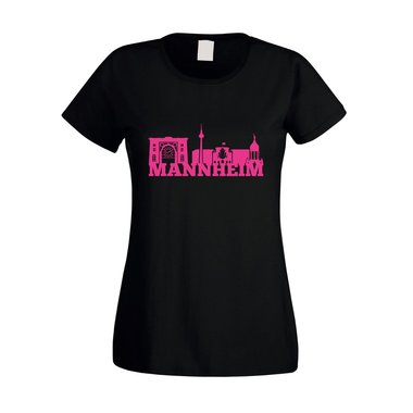 Mannheim Skyline - Damen T-Shirt fuchsia-weiss XS