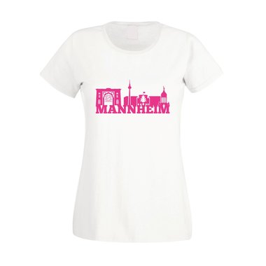 Mannheim Skyline - Damen T-Shirt fuchsia-weiss XS