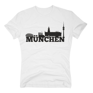 Mnchen Skyline - Herren T-Shirt weiss-schwarz 5XL