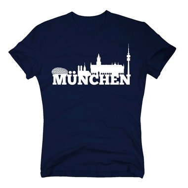 Mnchen Skyline - Herren T-Shirt weiss-schwarz 5XL