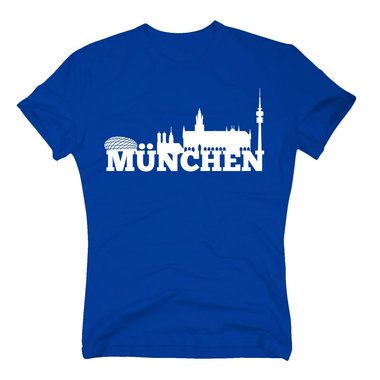 Mnchen Skyline - Herren T-Shirt weiss-schwarz 5XL