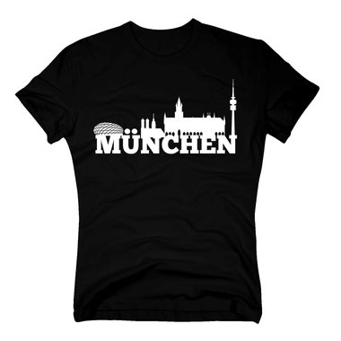 Mnchen Skyline - Herren T-Shirt weiss-schwarz 5XL