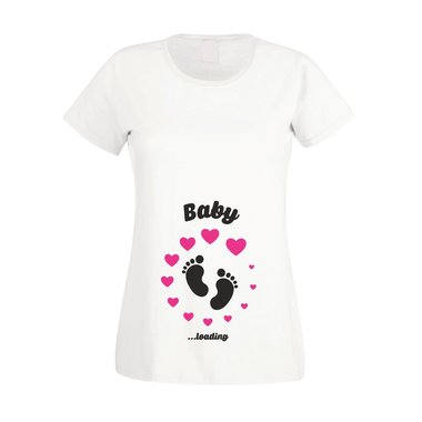 Baby loading - Damen T-Shirt weiss-schwarz XXL