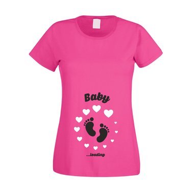 Baby loading - Damen T-Shirt weiss-schwarz XXL
