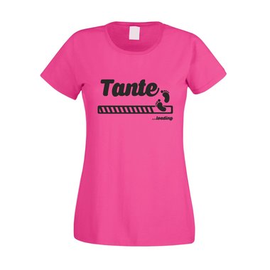 Tante loading - Damen T-Shirt fuchsia-schwarz XS