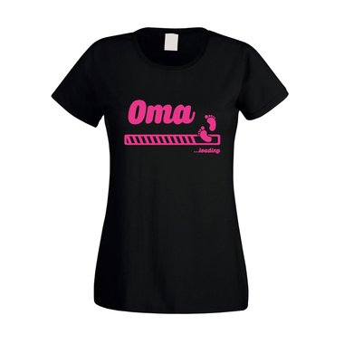 Oma loading - Damen T-Shirt fuchsia-schwarz XS