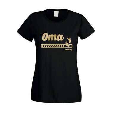 Oma loading - Damen T-Shirt weiss-gold XXL