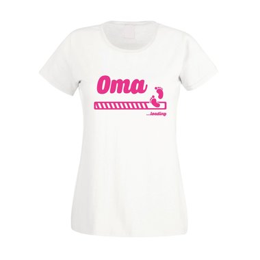 Oma loading - Damen T-Shirt weiss-gold XXL