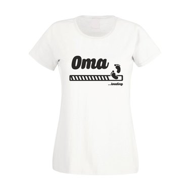 Oma loading - Damen T-Shirt weiss-gold XXL