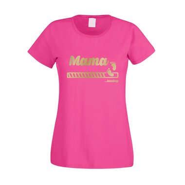 Mama loading - Damen T-Shirt fuchsia-schwarz XS