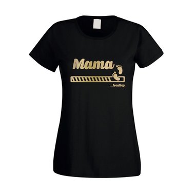 Mama loading - Damen T-Shirt fuchsia-schwarz XS
