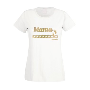 Mama loading - Damen T-Shirt fuchsia-schwarz XS