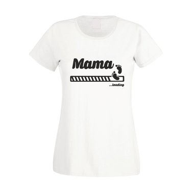 Mama loading - Damen T-Shirt fuchsia-schwarz XS