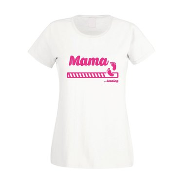 Mama loading - Damen T-Shirt weiss-fuchsia XXL