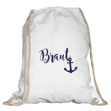Turnbeutel - Braut Anker weiss-dunkelblau