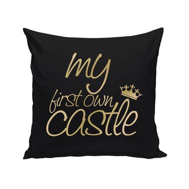 Dekokissen My first own castle grau-weiss