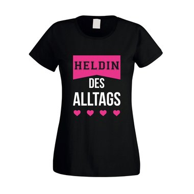 Damen T-Shirt - Heldin des Alltags fuchsia-gold XS