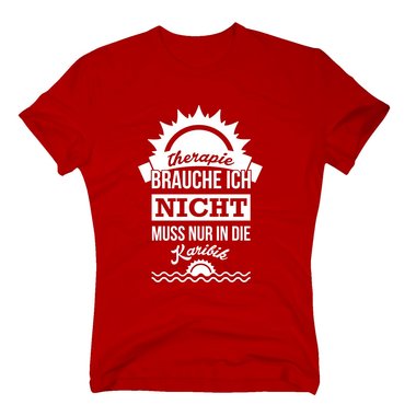 Herren T-Shirt - Therapie brauche ich nicht - muss nur in die Karibik dunkelblau-weiss S