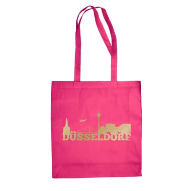 Jutebeutel - Dsseldorf Skyline fuchsia-gold