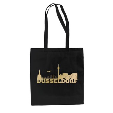Jutebeutel - Dsseldorf Skyline fuchsia-gold