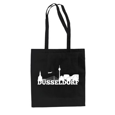 Jutebeutel - Dsseldorf Skyline fuchsia-gold