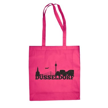 Jutebeutel - Dsseldorf Skyline fuchsia-gold