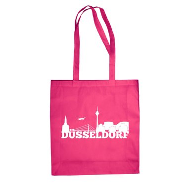 Jutebeutel - Dsseldorf Skyline fuchsia-gold