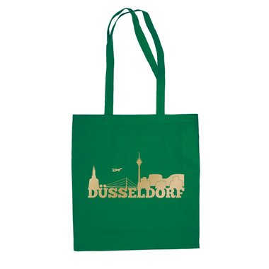 Jutebeutel - Düsseldorf Skyline fuchsia-gold