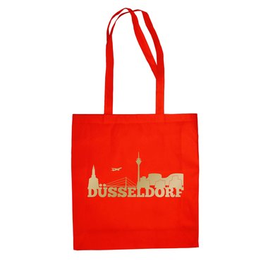 Jutebeutel - Dsseldorf Skyline fuchsia-gold
