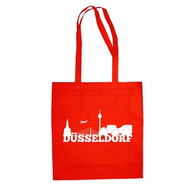 Jutebeutel - Dsseldorf Skyline fuchsia-gold