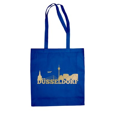 Jutebeutel - Düsseldorf Skyline fuchsia-gold
