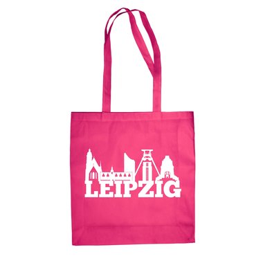 Jutebeutel - Leipzig Skyline fuchsia-weiss