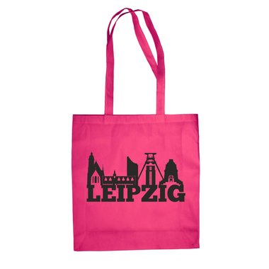 Jutebeutel - Leipzig Skyline fuchsia-weiss